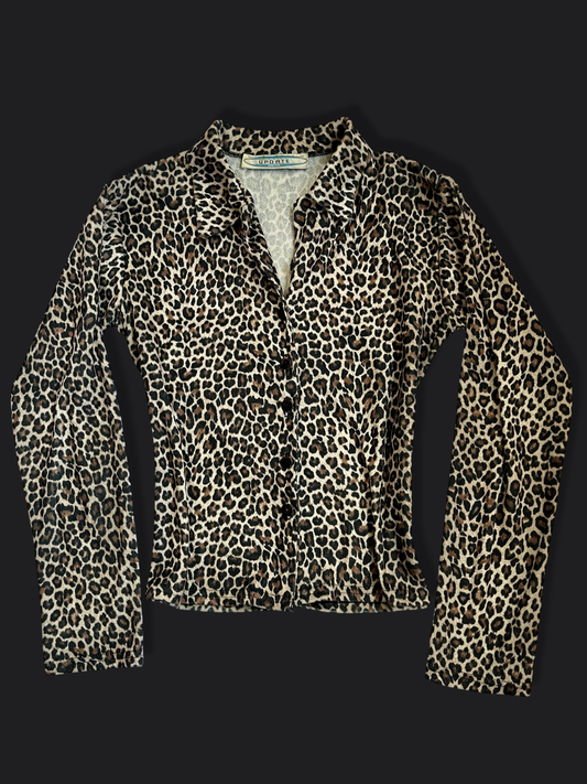 90's textured leopard print button down • Size M