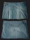Load image into Gallery viewer, 00's Fishbone denim pleat mini w buckles
