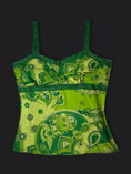 Load image into Gallery viewer, 00's Green paisley pattern cami w lace trim • Size L
