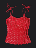 Load image into Gallery viewer, 00's Polka pleat cami w tie straps • Size M
