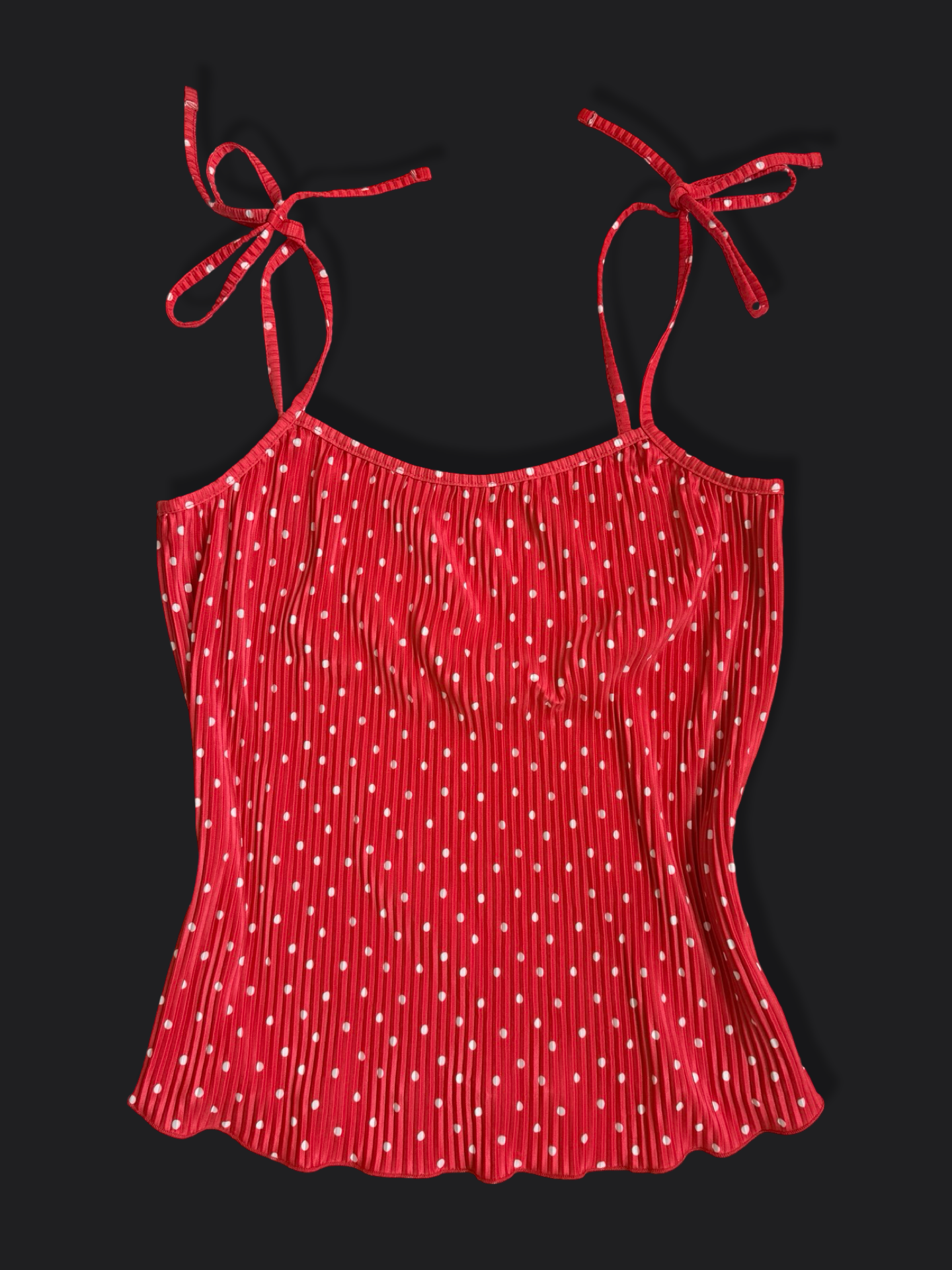 00's Polka pleat cami w tie straps • Size M