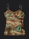 Load image into Gallery viewer, 00's Leopard lace cami w blue flowers
