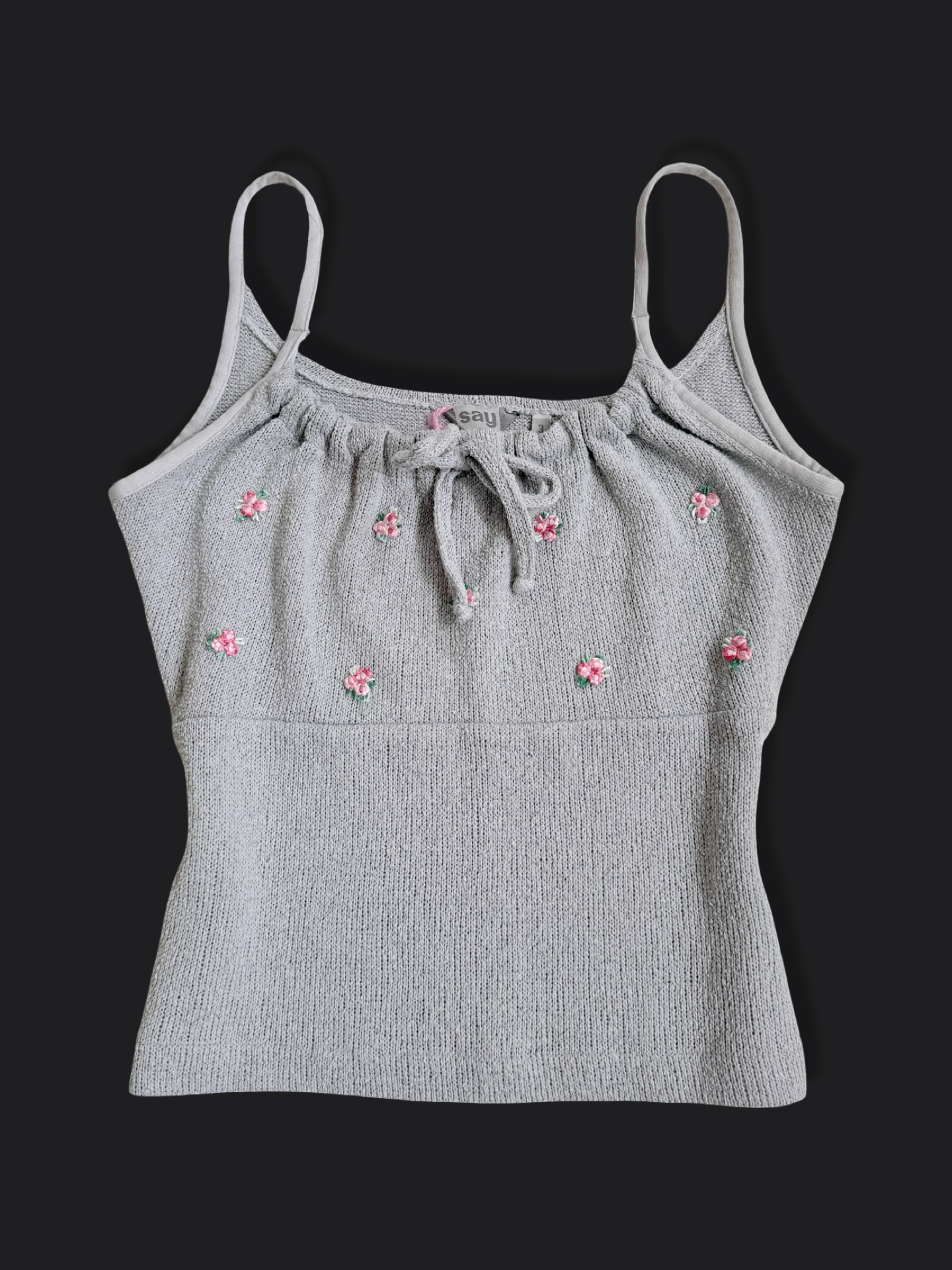 00's SAY knit cami w flower embroidery • Size M