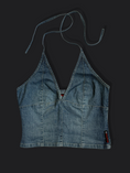 Load image into Gallery viewer, 00's Excalibur denim tie halter
