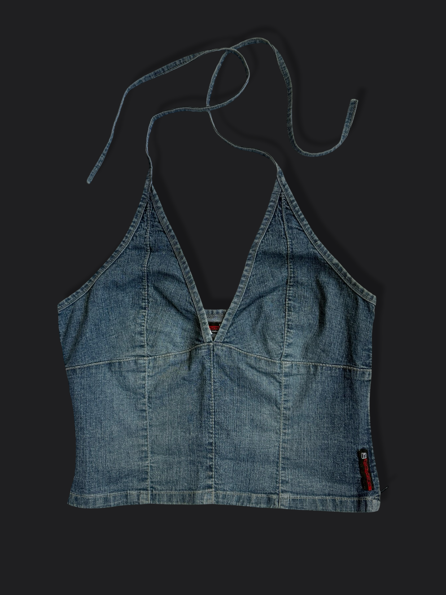 00's Excalibur denim tie halter