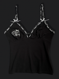 Load image into Gallery viewer, 00's Black rose cami w ribbon lace
